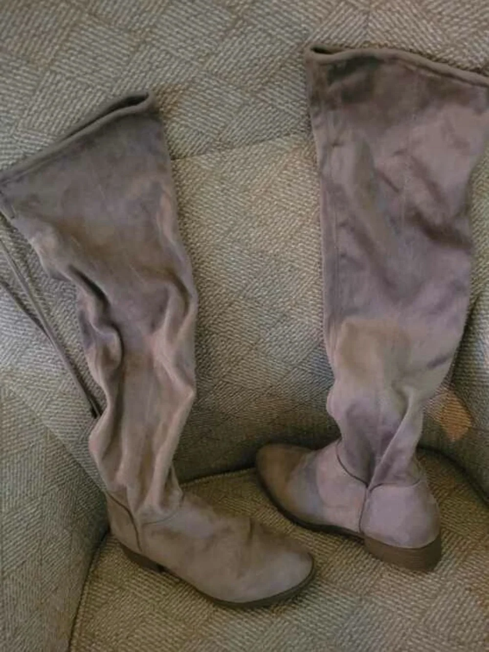 Source Unknown Taupe Over-the-Knee Suede Boots